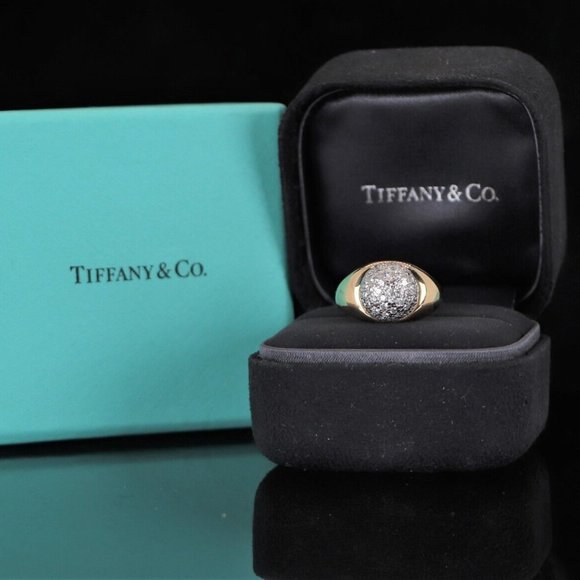 19006 Vintage Tiffany & Co. 18k Paloma Picasso Platinum Pave Diamond Ball Ring - Picture 2 of 6